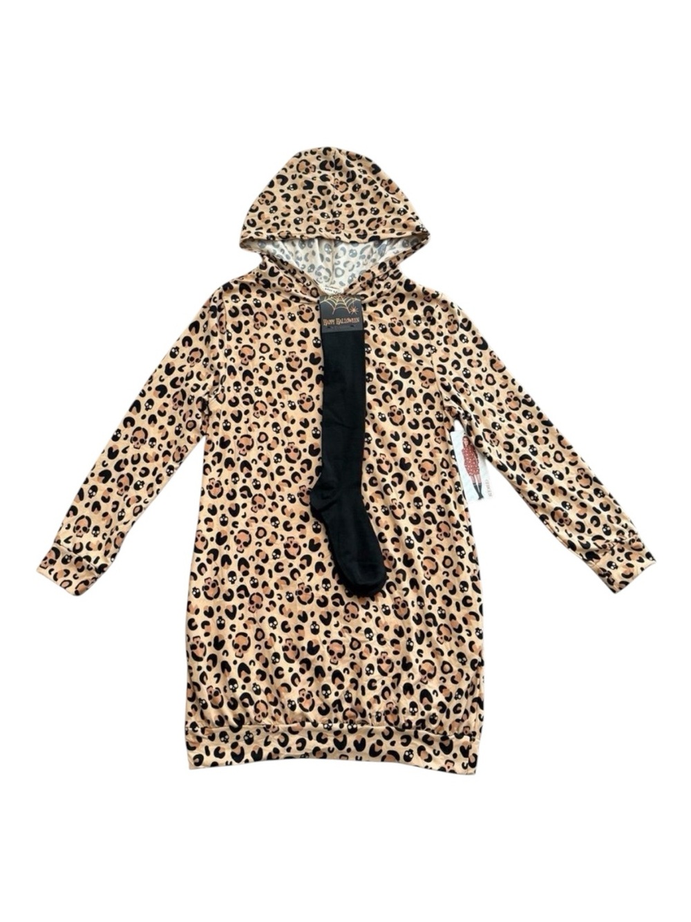 ShoSho NWT Halloween Leopard Skull Hooded Loungewear Dress Set Large